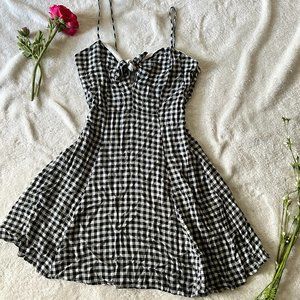 Black Gingham Dress - Black Checkered Sundress - M/L - Windsor Sundress